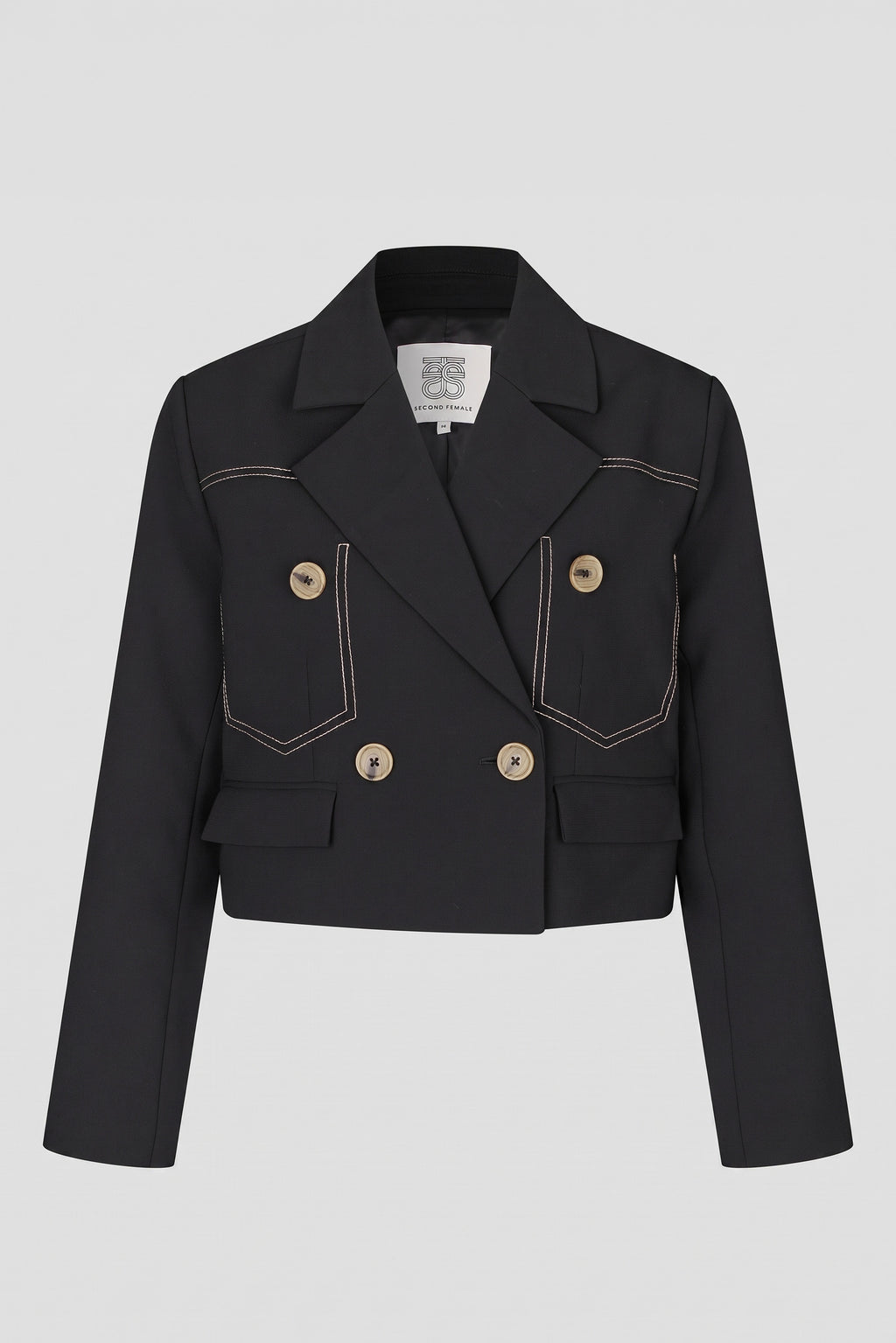 Aletha Cropped Blazer Black - Second Female