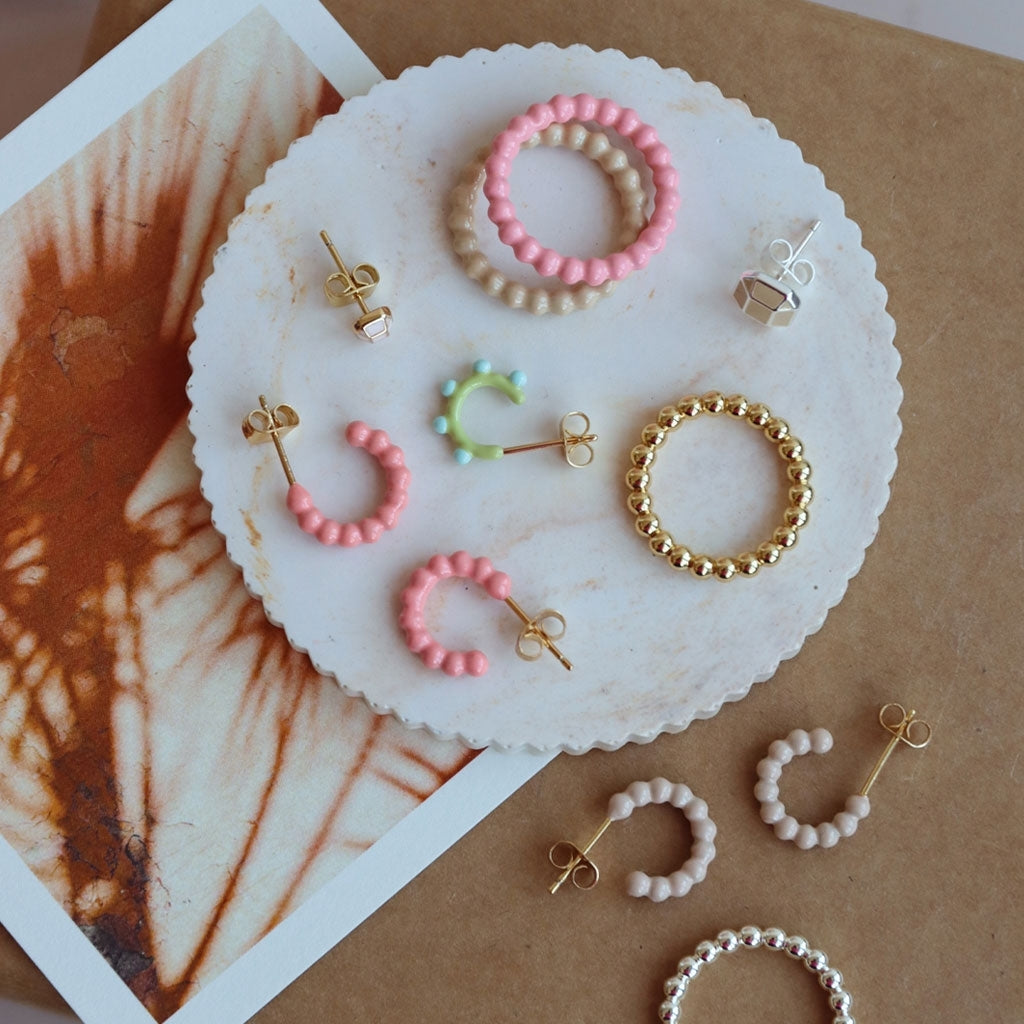 Color Ball Hoops Small Pair Buttercream Lulu Copenhagen