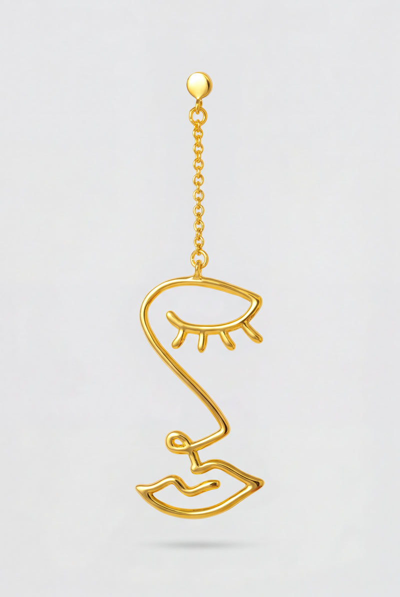 Topping Long Woman Earring Gold– pendiente individual Lulu Copenhagen