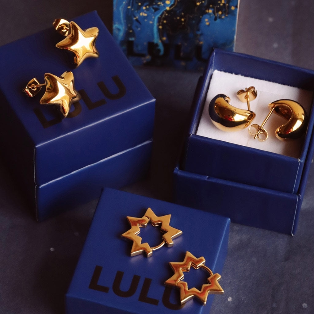 Star Hoops pair Gold Plated Lulu Copenhagen
