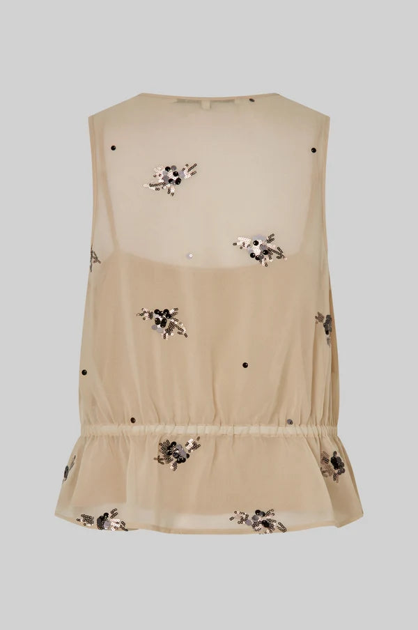Luma Sequin Top  White Pepper - Second Female